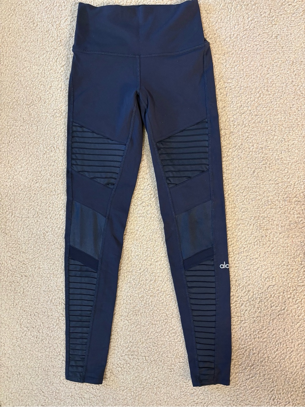 Alo Yoga High-Waist Moto Legging Navy Blue - Excellent Condition, Size S